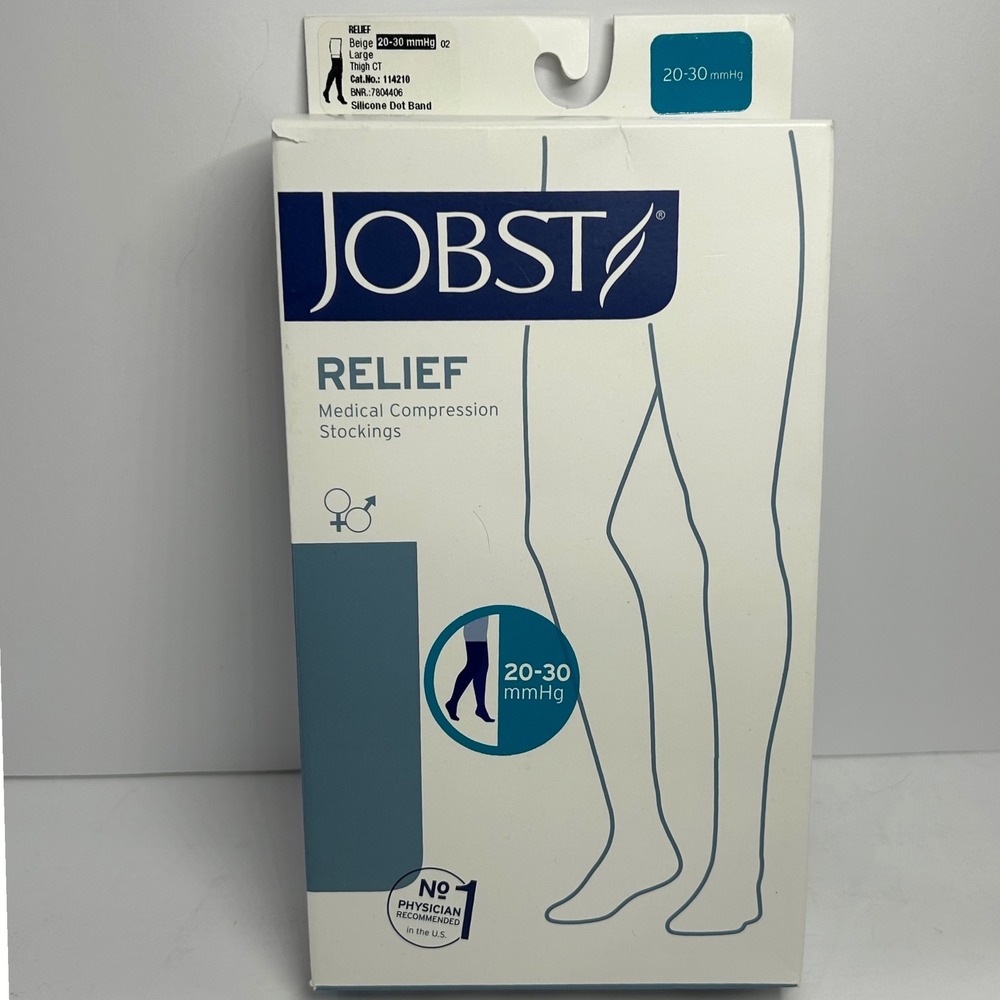 Jobst Relief 20-30 mmHg Compression Stockings Beige Large Thigh CT 114210